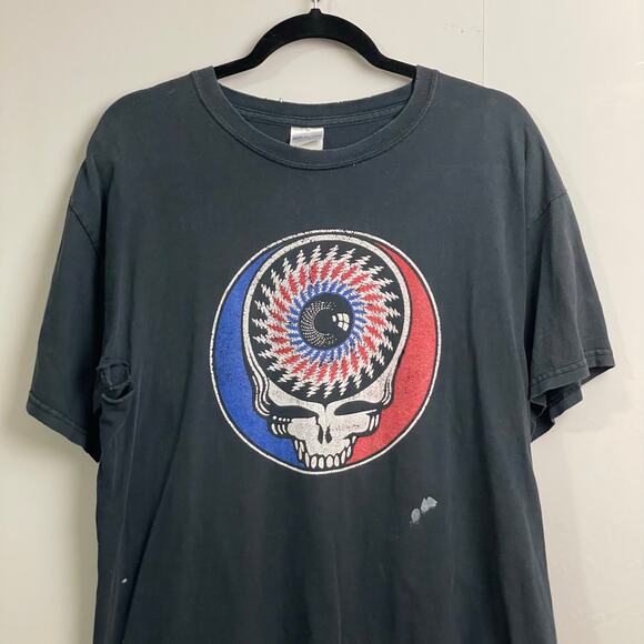 Y2K Vintage Gildan L short sleeve T-shirt eye skull Grateful Dead band tee black - Picture 2 of 11